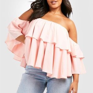 Blush blouse, off the shoulder, size 20